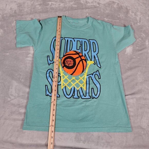 Superrradical Basketball Sports Logo T Shirt Mens Medium Teal Green - Picture 6 of 6